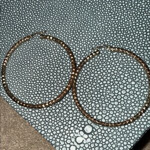 Macy's Faceted Gold Hoop Earrings - Shiny Gold Tone